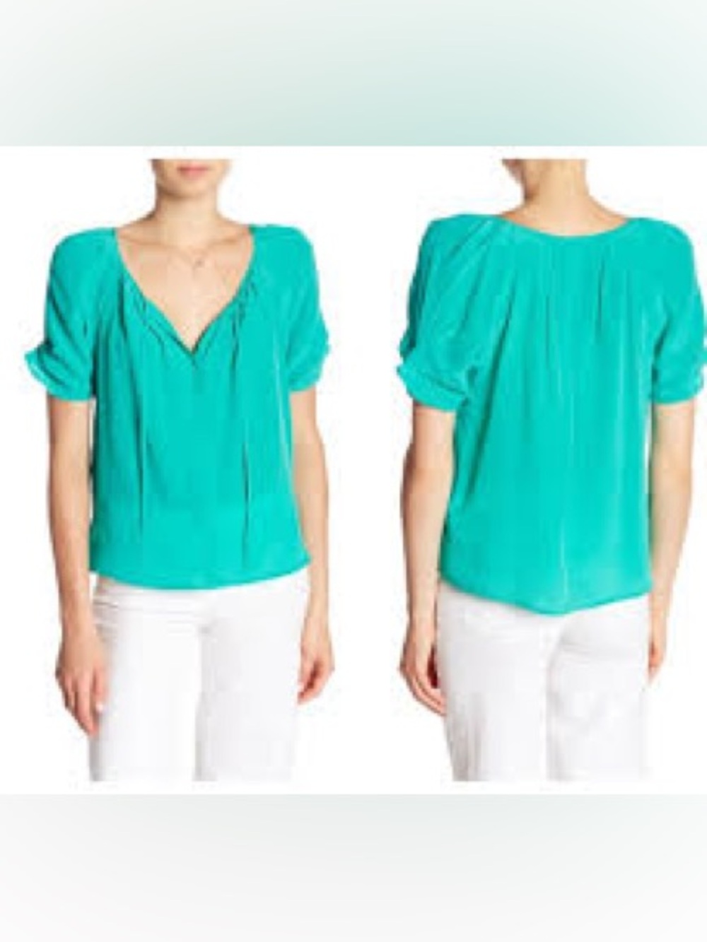 Joie Teal V-Neck Short Sleeve Blouse